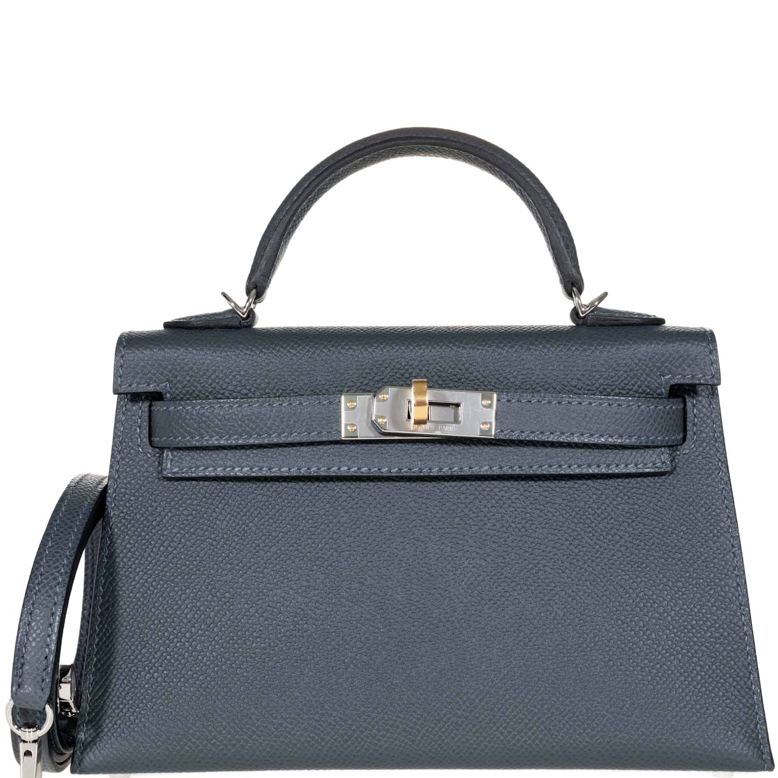Hermès Kelly 20 Mini II Sellier Gris Misty Epsom Electrum Hardware
