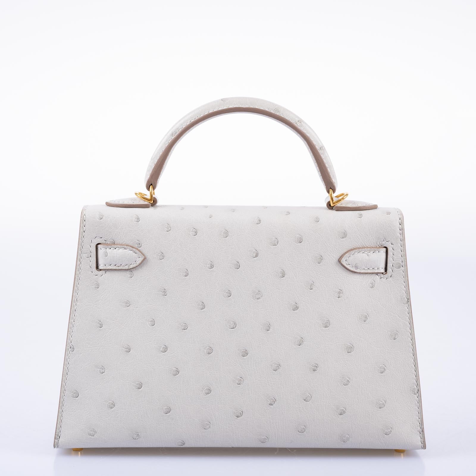 Hermès Kelly 20 Mini II Sellier Gris Perle Ostrich with Gold Hardware