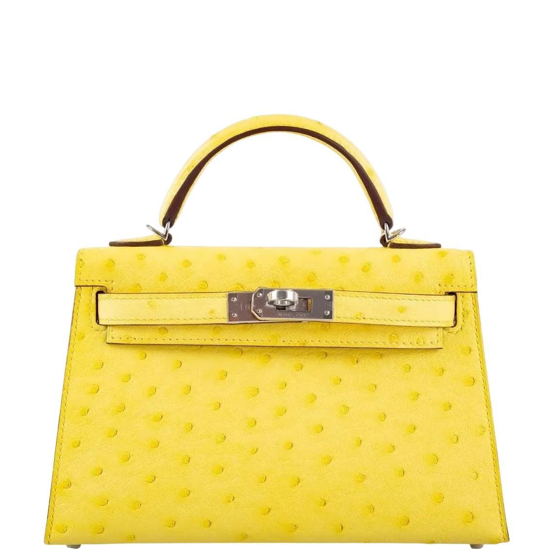Hermès Kelly 20 Mini II Sellier Jaune Citron Ostrich Palladium Hardware