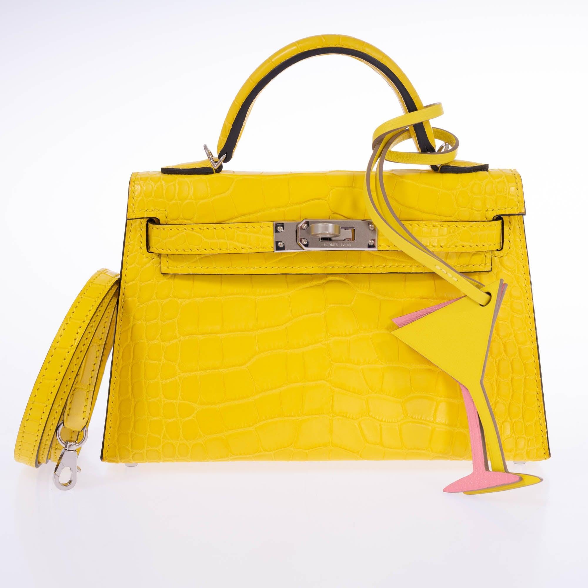 Hermès Kelly 20 Mini II Sellier Mimosa Matte Alligator Palladium Hardware