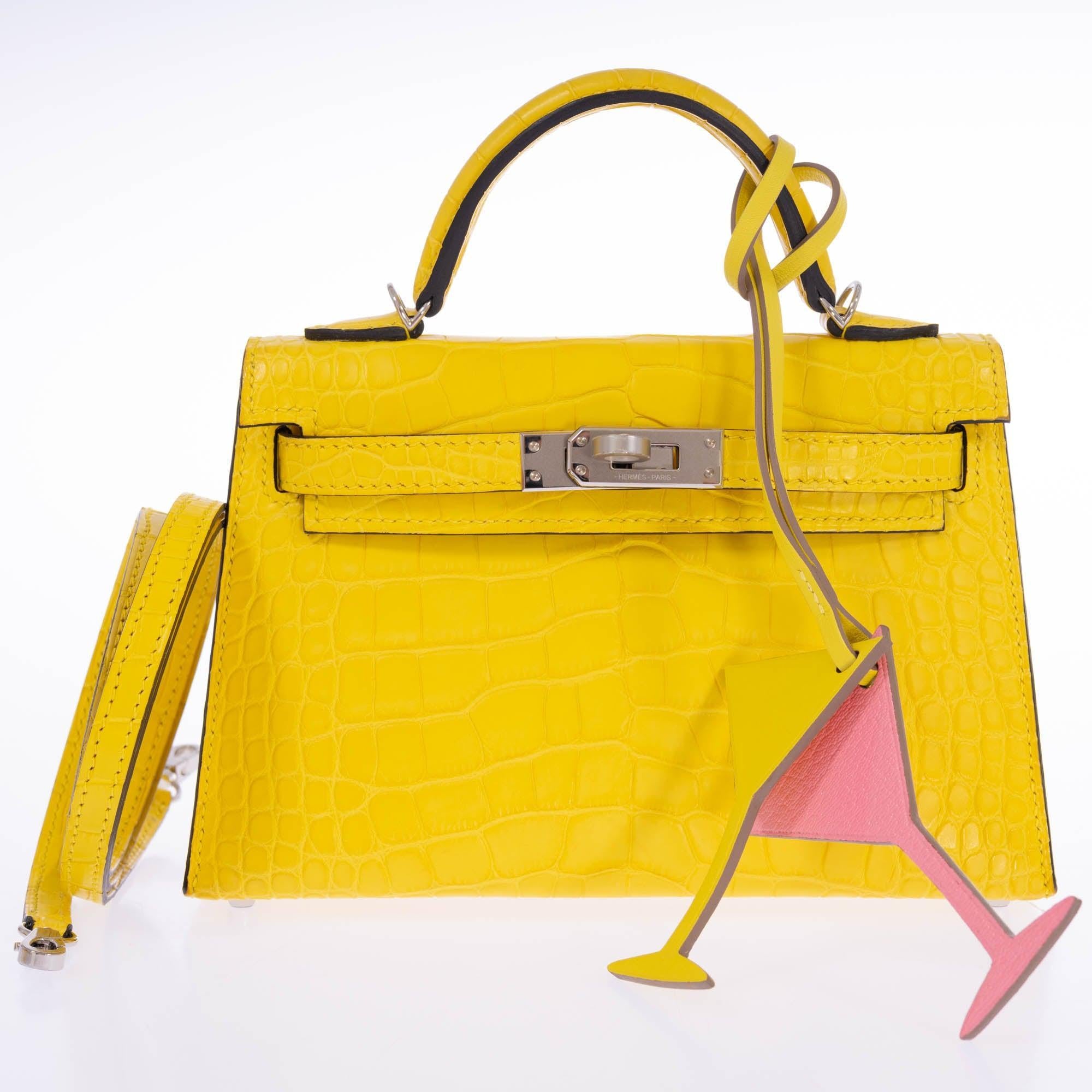 Hermès Kelly 20 Mini II Sellier Mimosa Matte Alligator Palladium Hardware