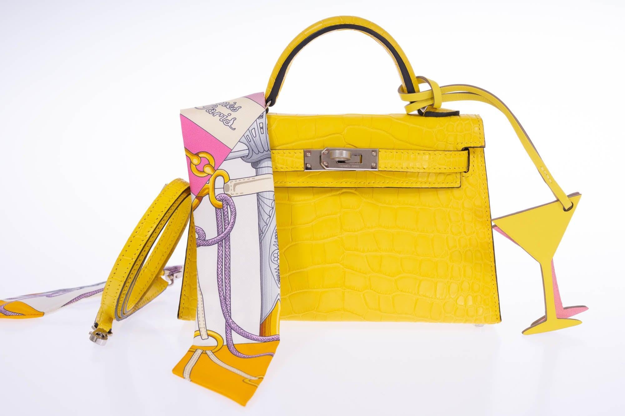 Hermès Kelly 20 Mini II Sellier Mimosa Matte Alligator Palladium Hardware