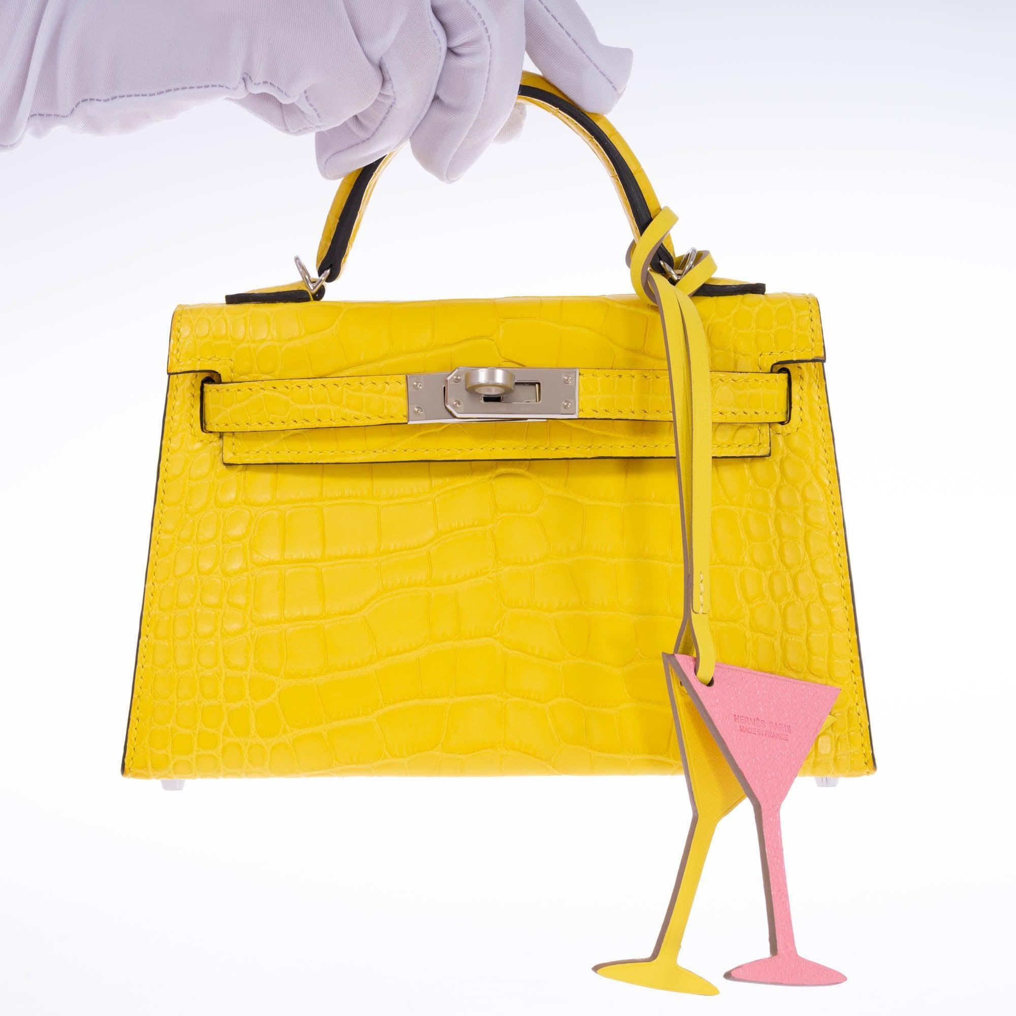 Hermès Kelly 20 Mini II Sellier Mimosa Matte Alligator Palladium Hardware