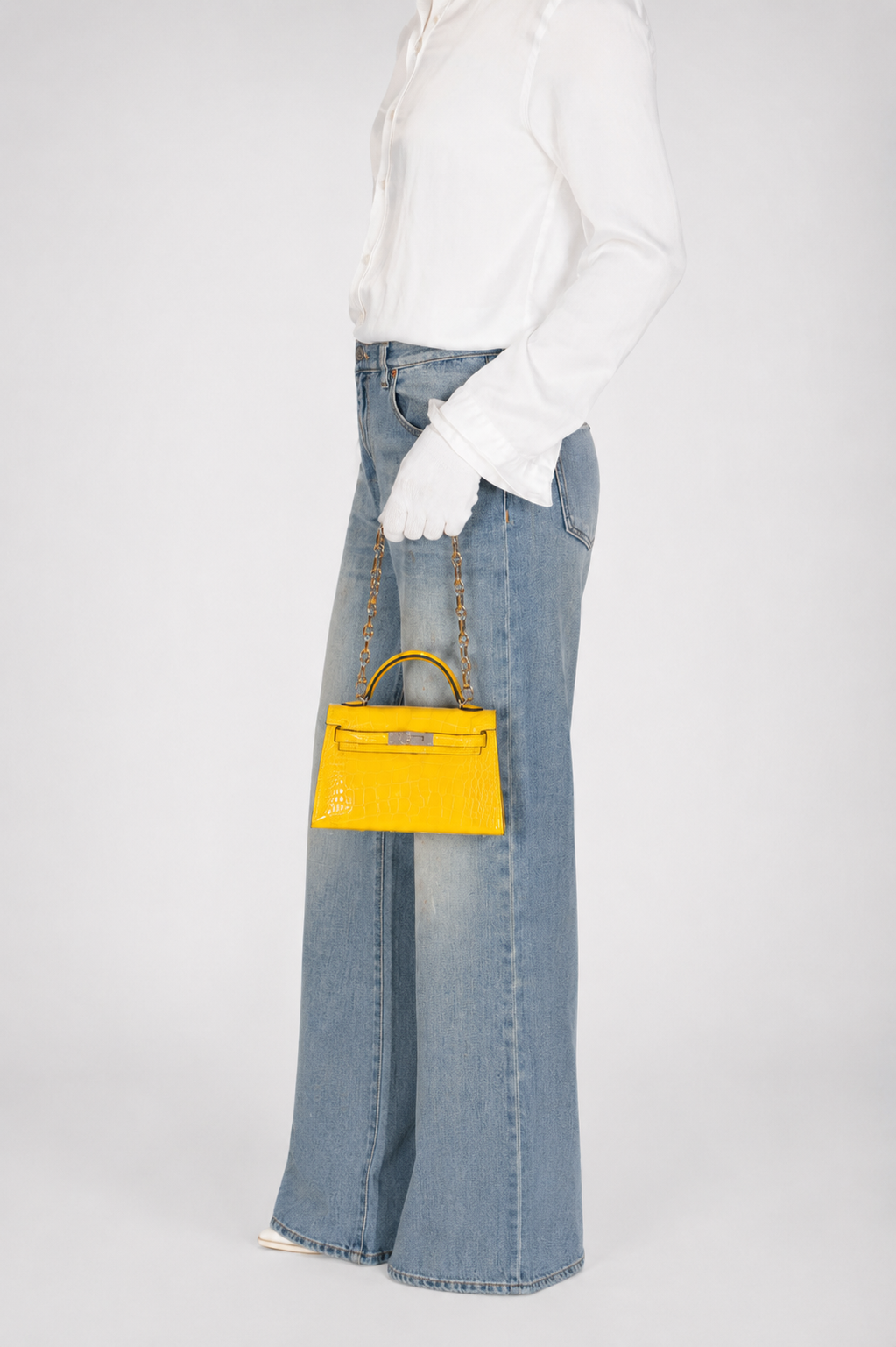 Hermès Kelly 20 Mini II Sellier Mimosa Matte Alligator Palladium Hardware