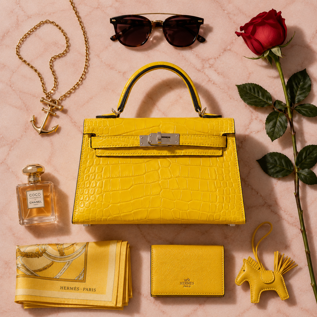 Hermès Kelly 20 Mini II Sellier Mimosa Matte Alligator Palladium Hardware