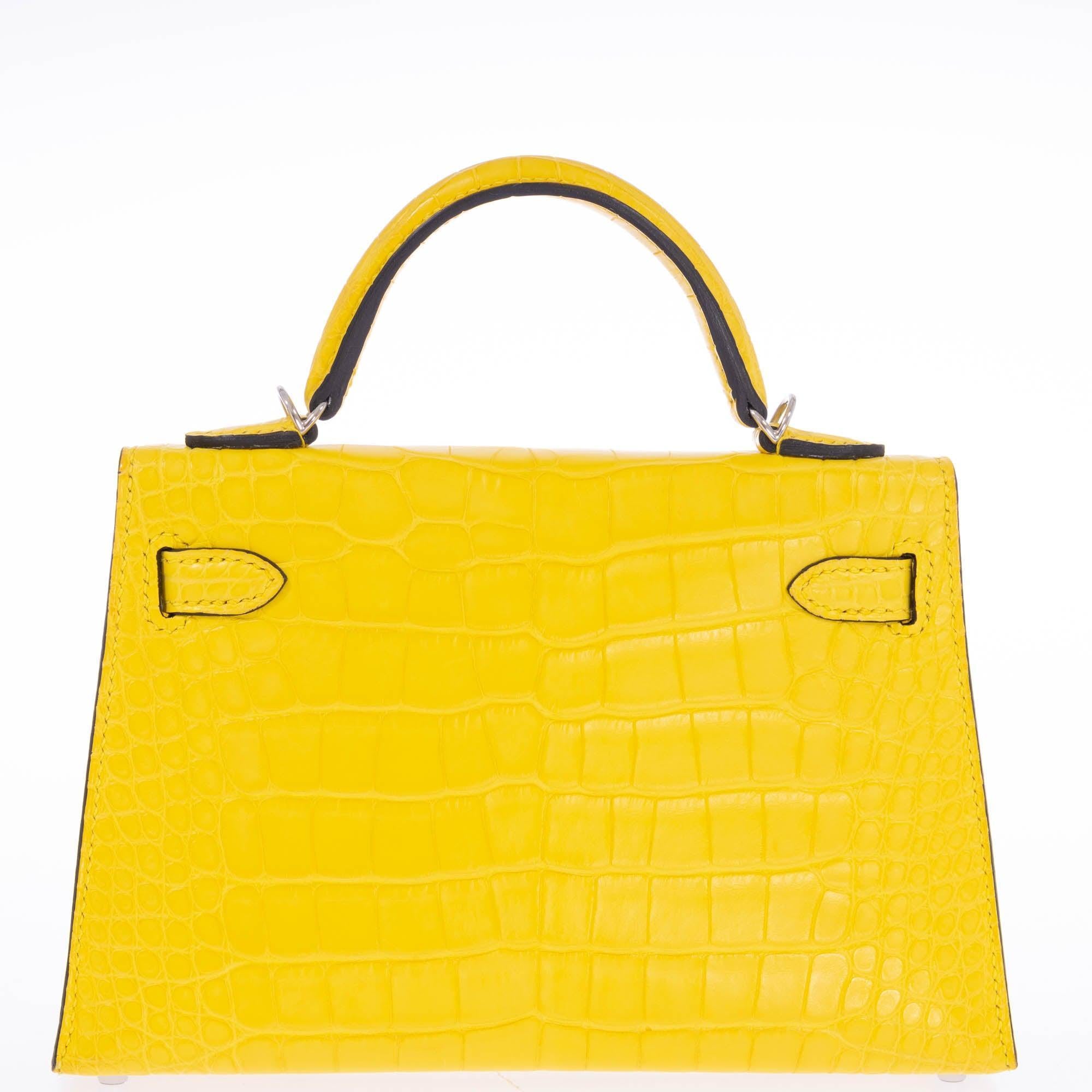 Hermès Kelly 20 Mini II Sellier Mimosa Matte Alligator Palladium Hardware