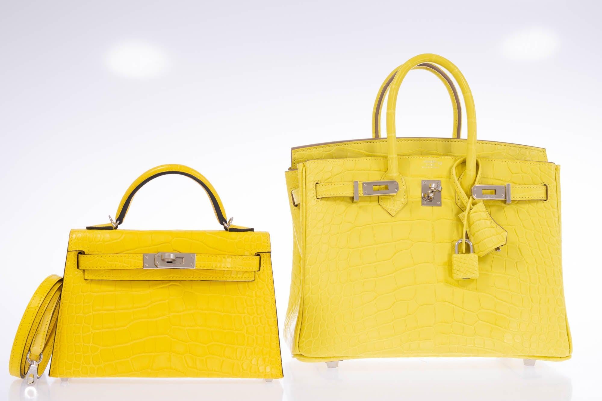 Hermès Kelly 20 Mini II Sellier Mimosa Matte Alligator Palladium Hardware