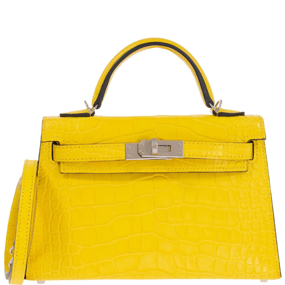 Hermès Kelly 20 Mini II Sellier Mimosa Matte Alligator Palladium Hardware