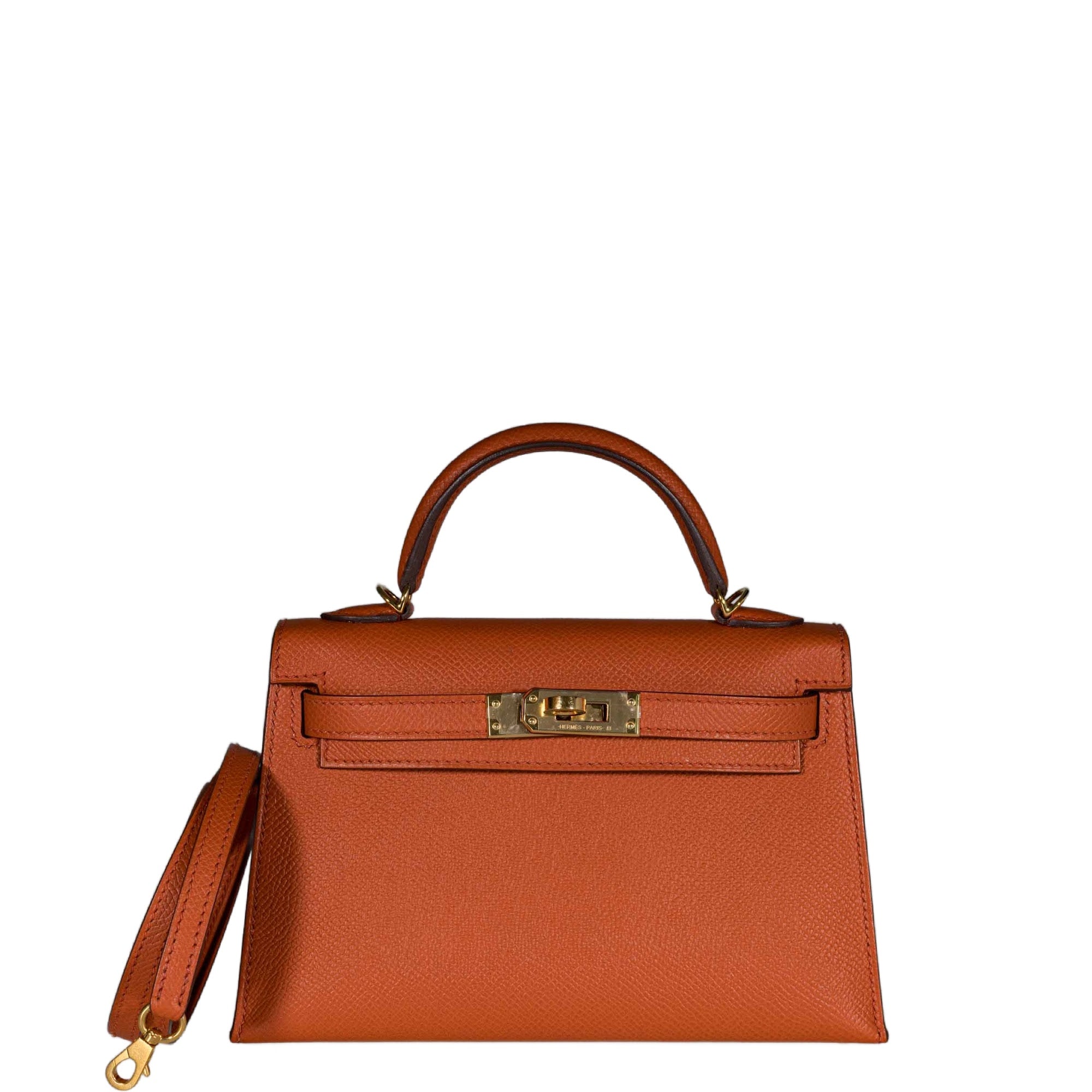 Hermès Kelly 20 Mini II Sellier Potiron Epsom Gold Hardware