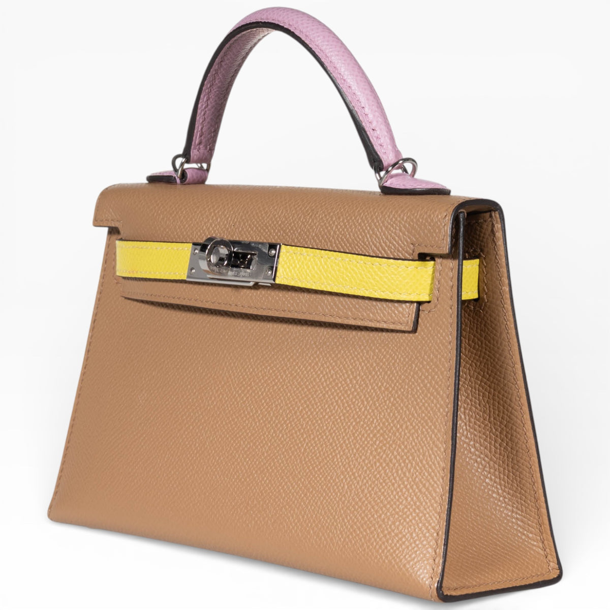 Hermès Kelly 20 Mini II Sellier Tricolor Chai Lime Mauve Sylvestre Epsom Palladium Hardware