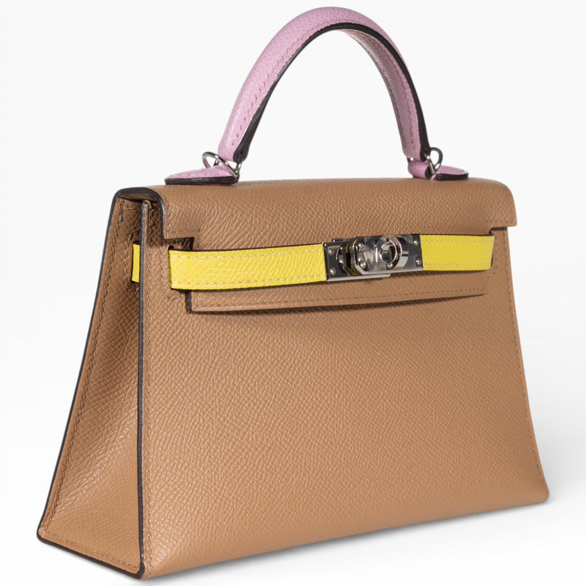 Hermès Kelly 20 Mini II Sellier Tricolor Chai Lime Mauve Sylvestre Epsom Palladium Hardware