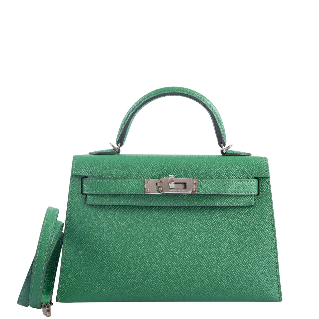 Hermes 28cm Vert Anis Chevre Leather Sellier Kelly Bag with