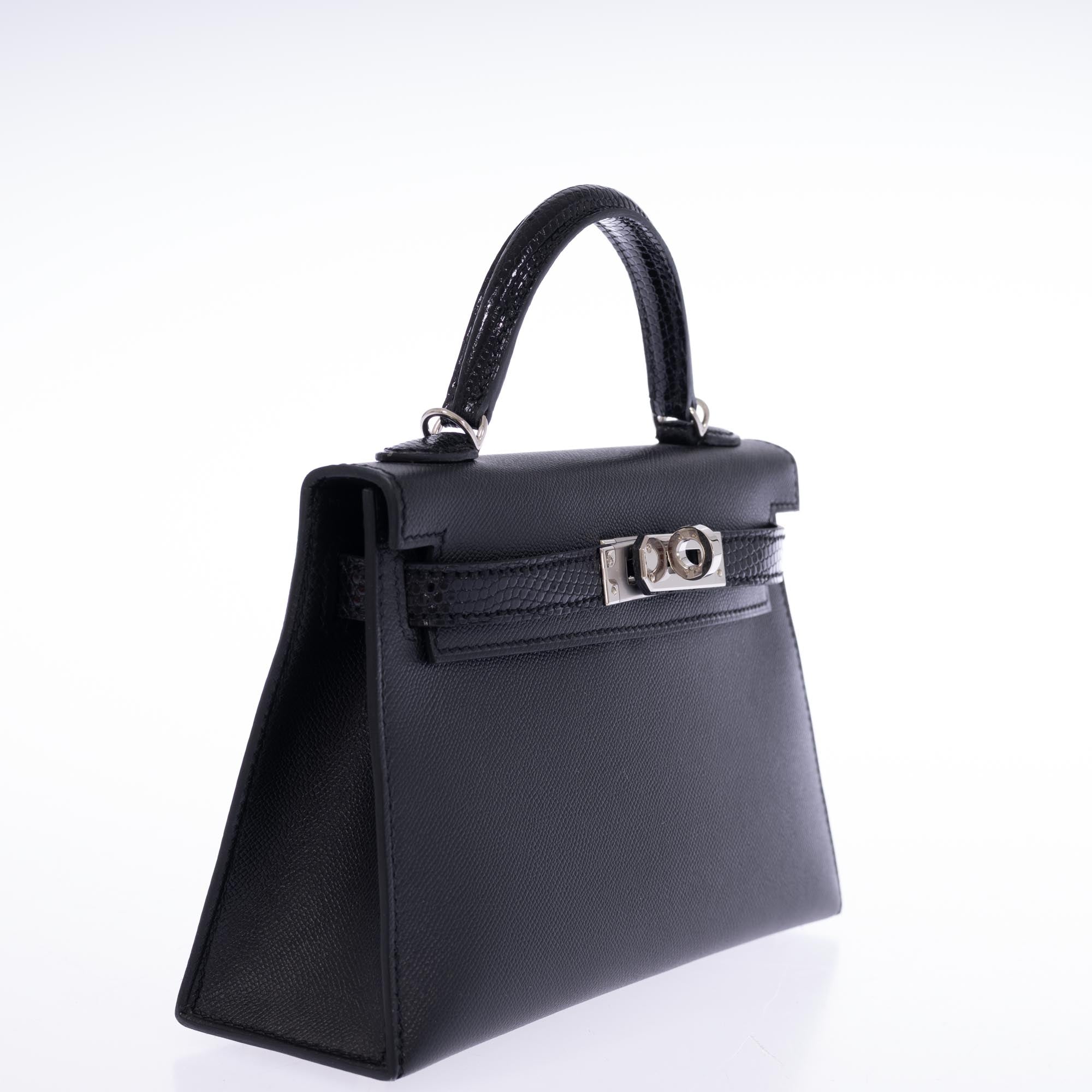 Hermès Kelly 20 Mini II Touch Sellier Black Madame & Lizard Palladium Hardware