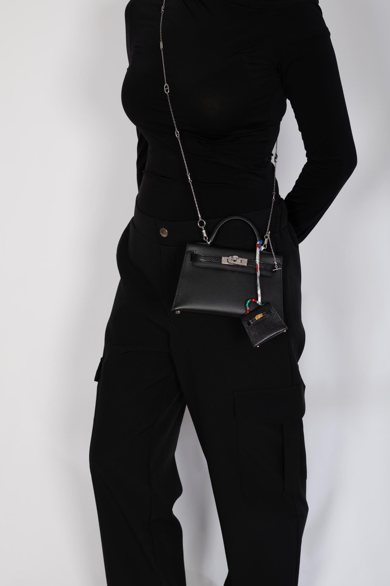 Hermès Kelly 20 Mini II Touch Sellier Black Madame & Lizard Palladium Hardware