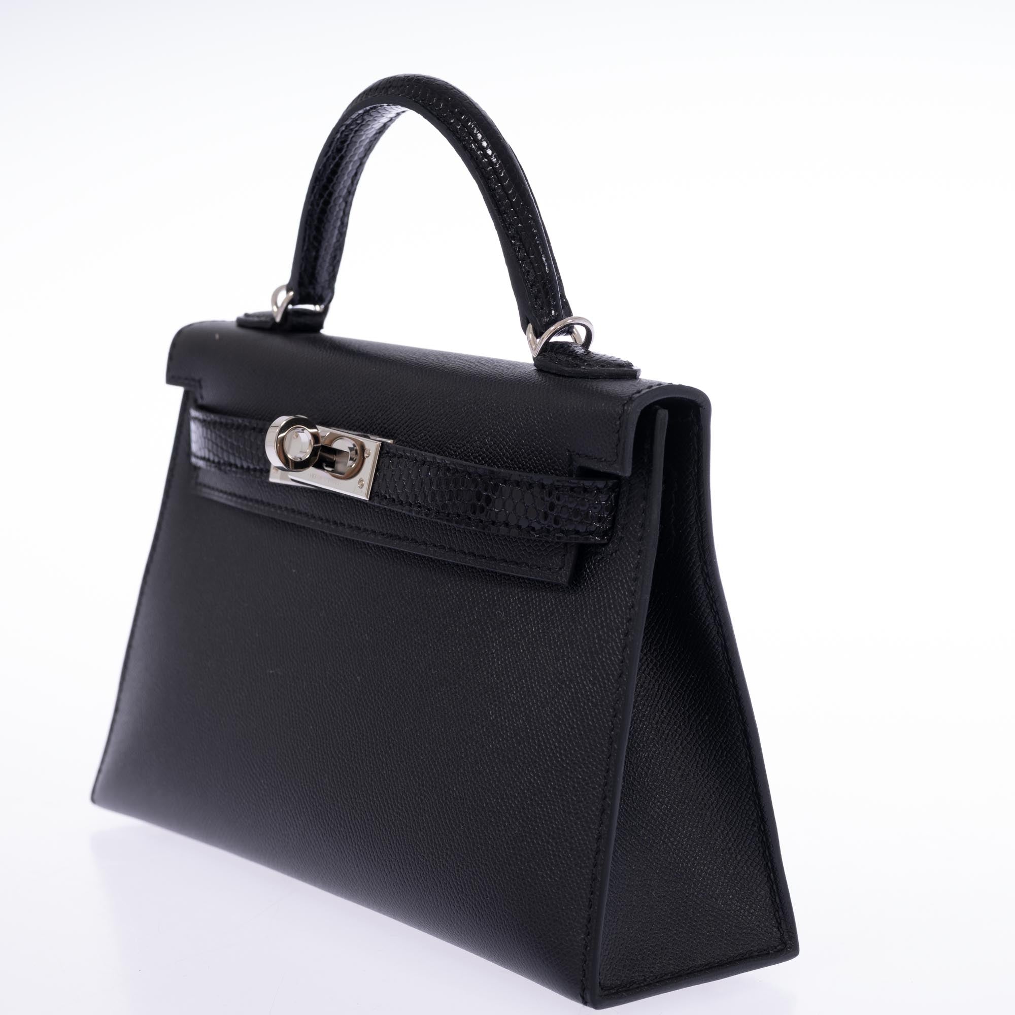 Hermès Kelly 20 Mini II Touch Sellier Black Madame & Lizard Palladium Hardware