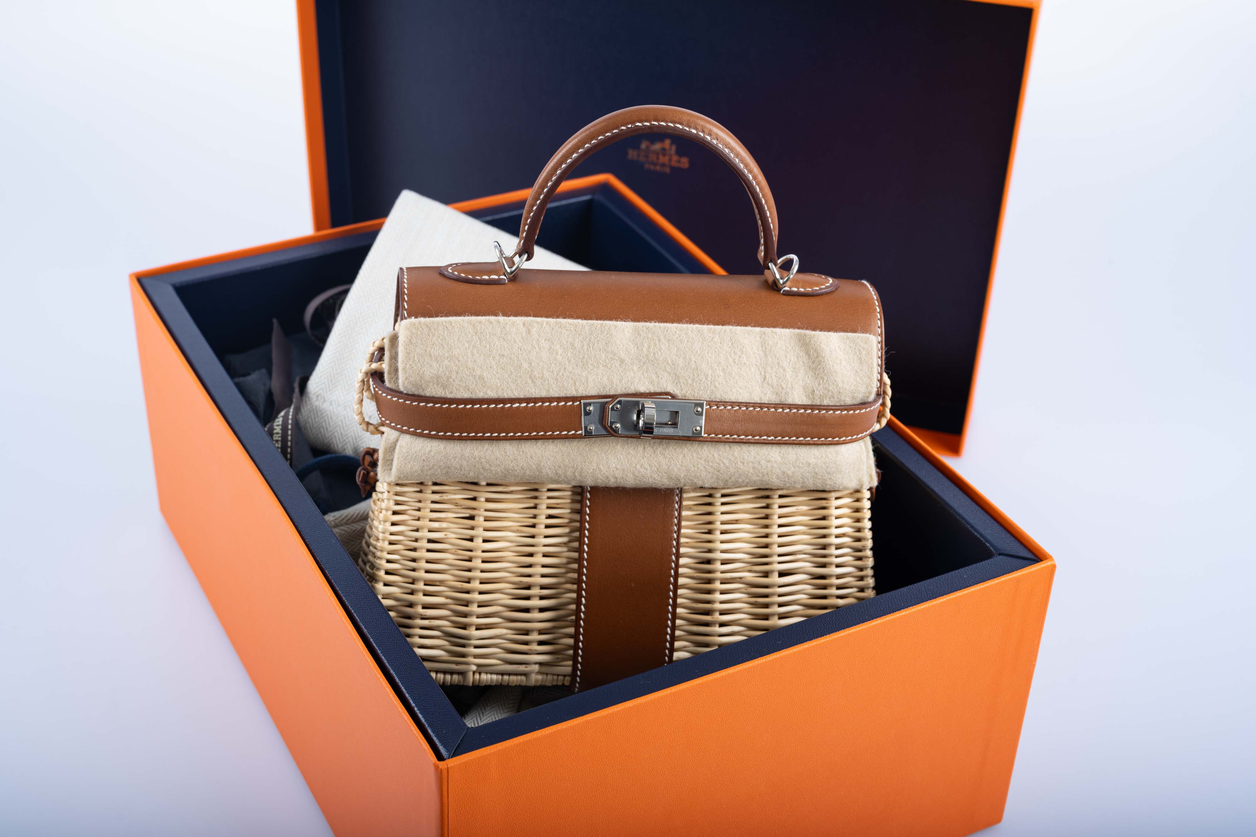 Hermès Kelly 20 Mini Picnic Barenia & Osier Wicker Palladium Hardware