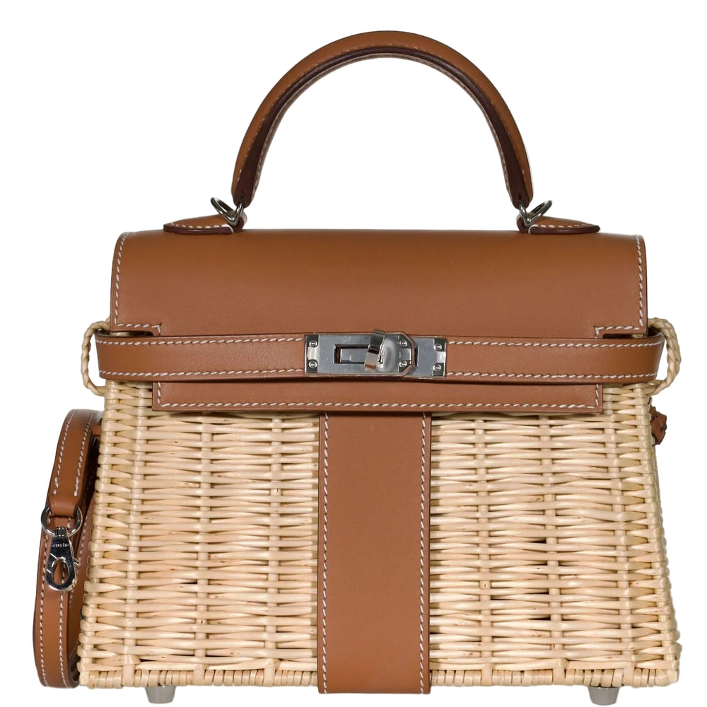 Hermès Mini Kelly Picnic Barenia / Osier Palladium Hardware