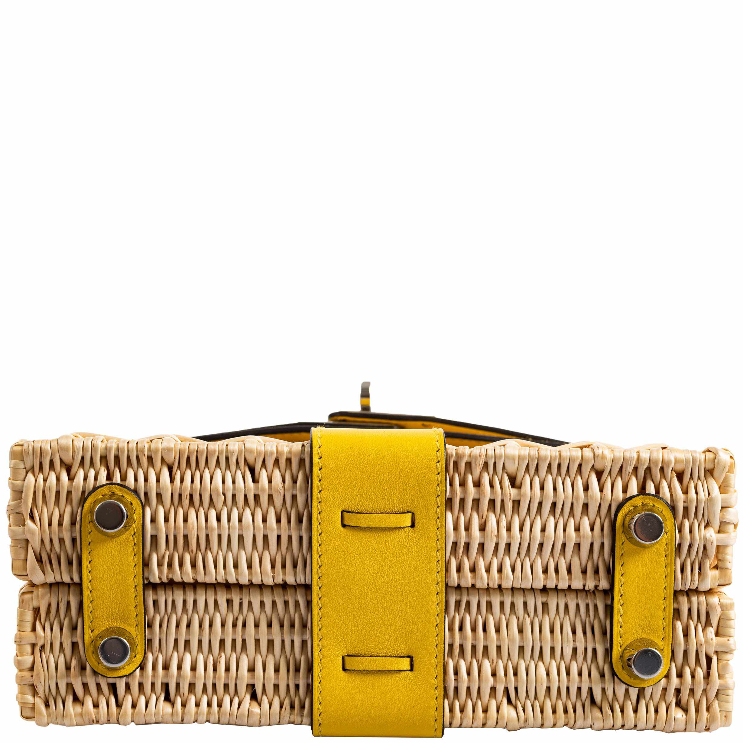 Hermès Kelly 20 Mini Picnic Jaune de Naples, Swift & Osier Wicker Palladium Hardware