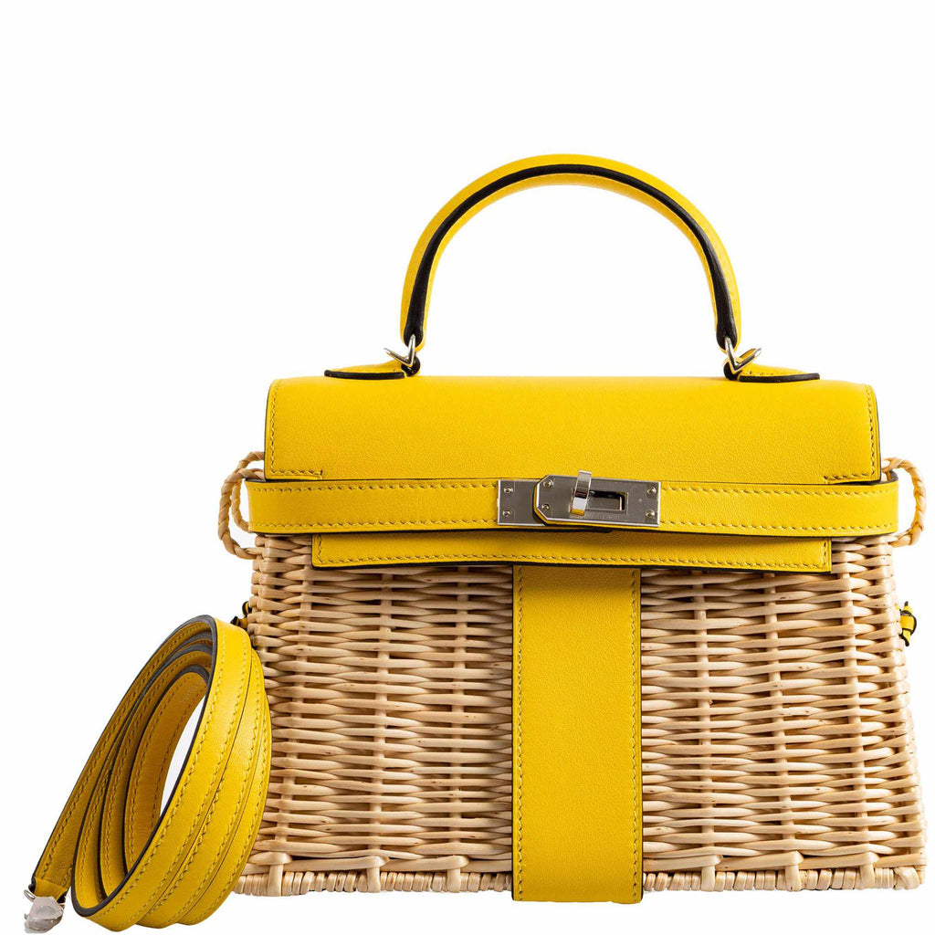 Hermès Jaune De Naples Swift And Osier Wicker Mini Picnic Kelly 20  Palladium Hardware, 2019 Available For Immediate Sale At Sotheby's