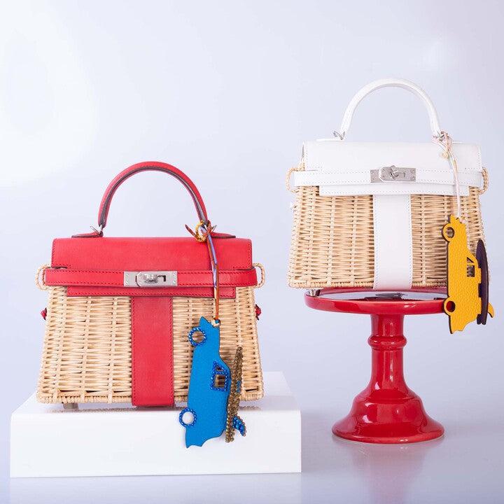 Hermès Kelly 20 Mini Picnic White, Swift & Osier Wicker Palladium