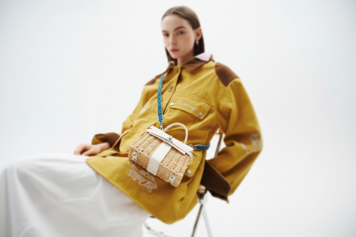 Hermès Kelly 20 Mini Picnic White, Swift & Osier Wicker Palladium Hardware