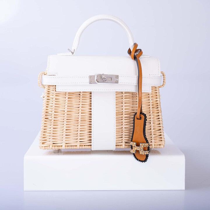 Hermès Kelly 20 Mini Picnic White, Swift & Osier Wicker Palladium Hardware