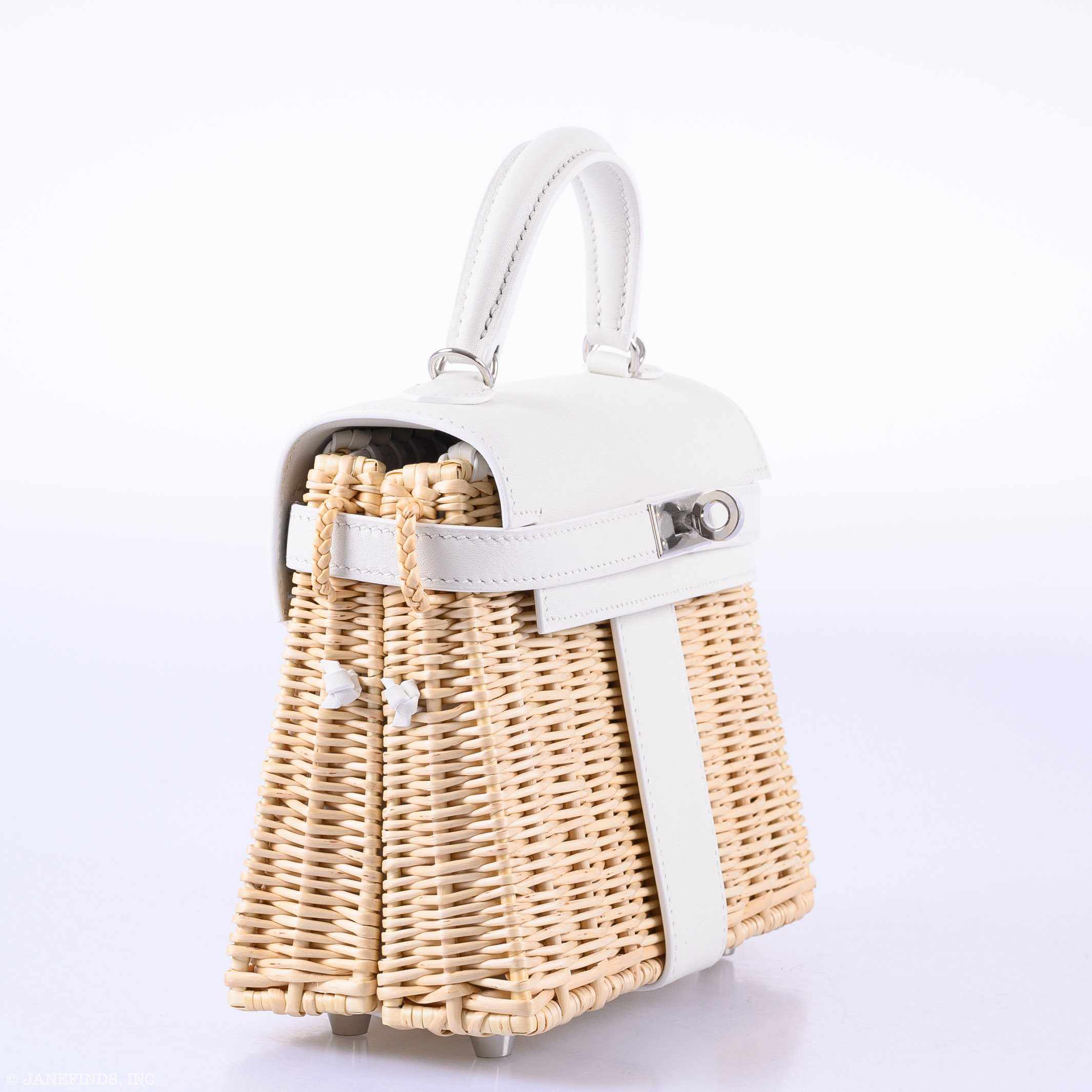 Hermès Kelly 20 Mini Picnic White, Swift & Osier Wicker Palladium Hardware