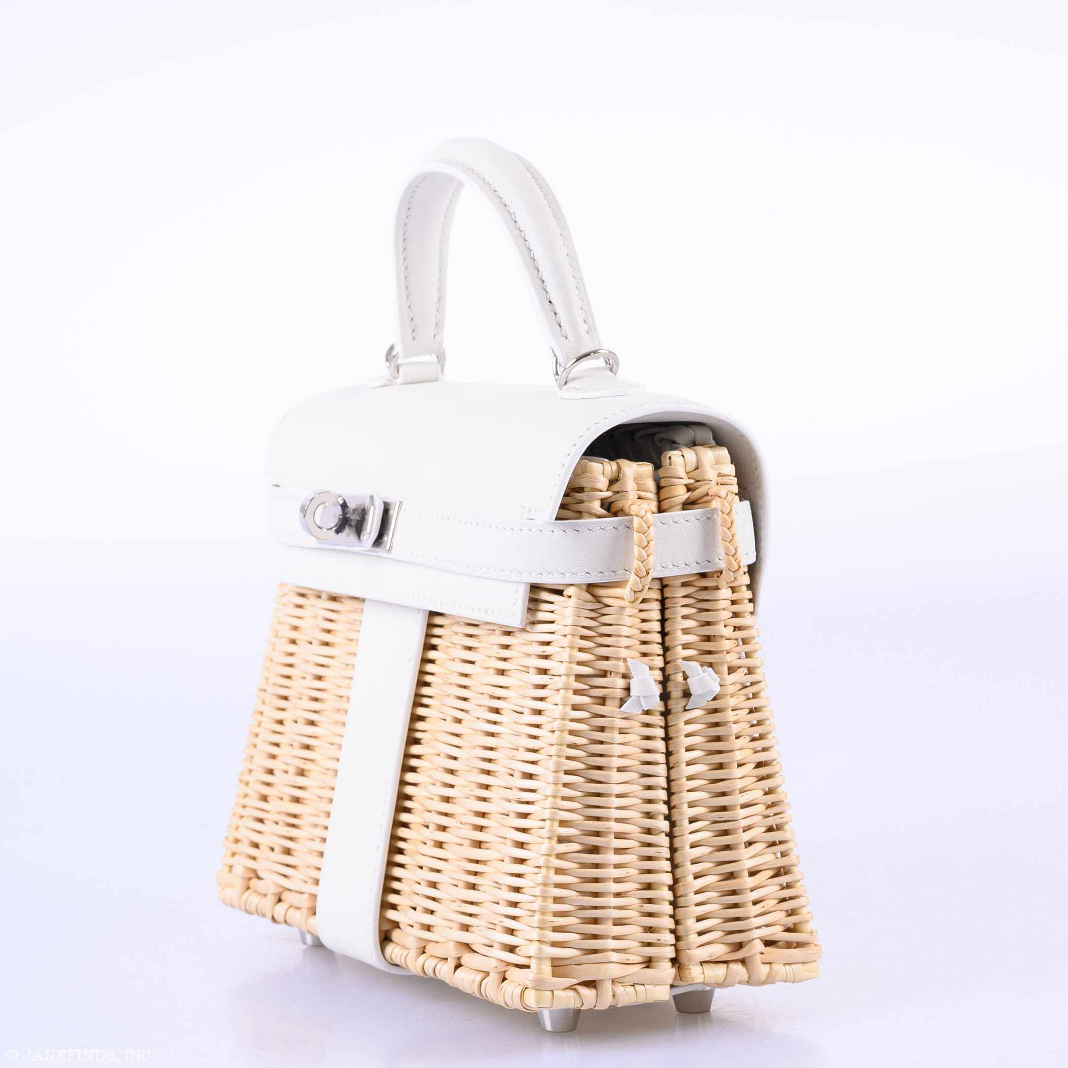 Hermès Kelly 20 Mini Picnic White, Swift & Osier Wicker Palladium Hardware