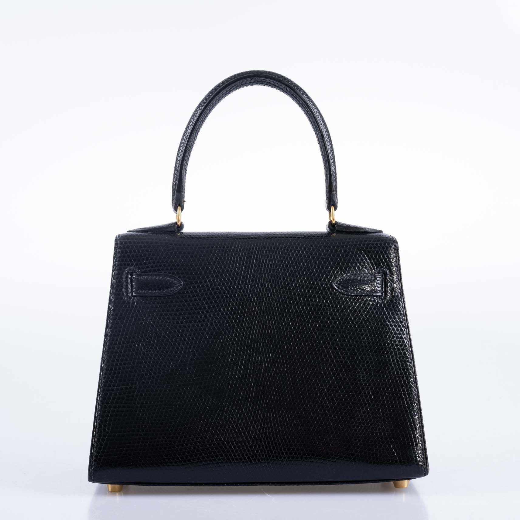 Hermès Kelly 20 Mini Retourne Noir Lizard Gold Hardware
