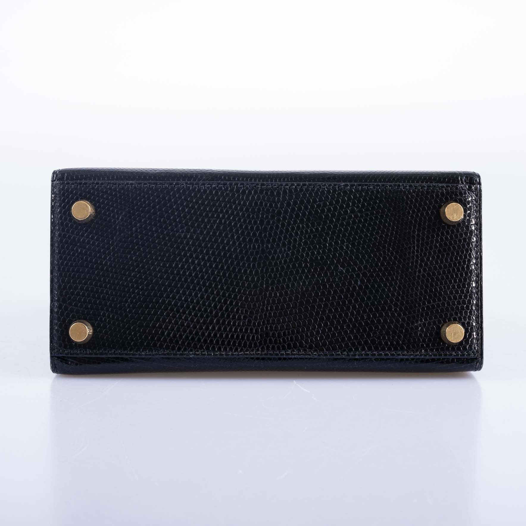 Hermès Kelly 20 Mini Retourne Noir Lizard Gold Hardware