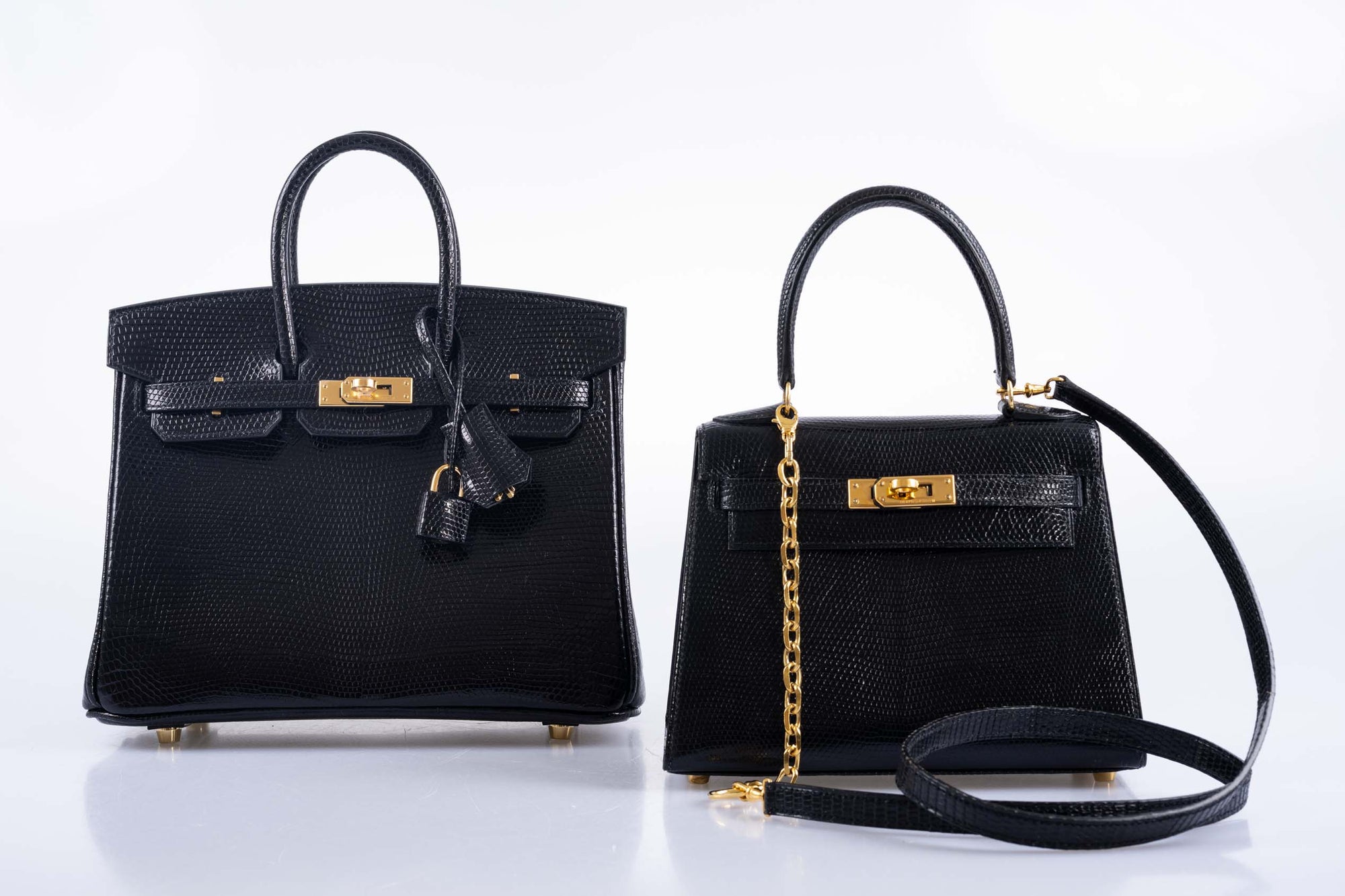 Hermès Kelly 20 Mini Retourne Noir Lizard Gold Hardware