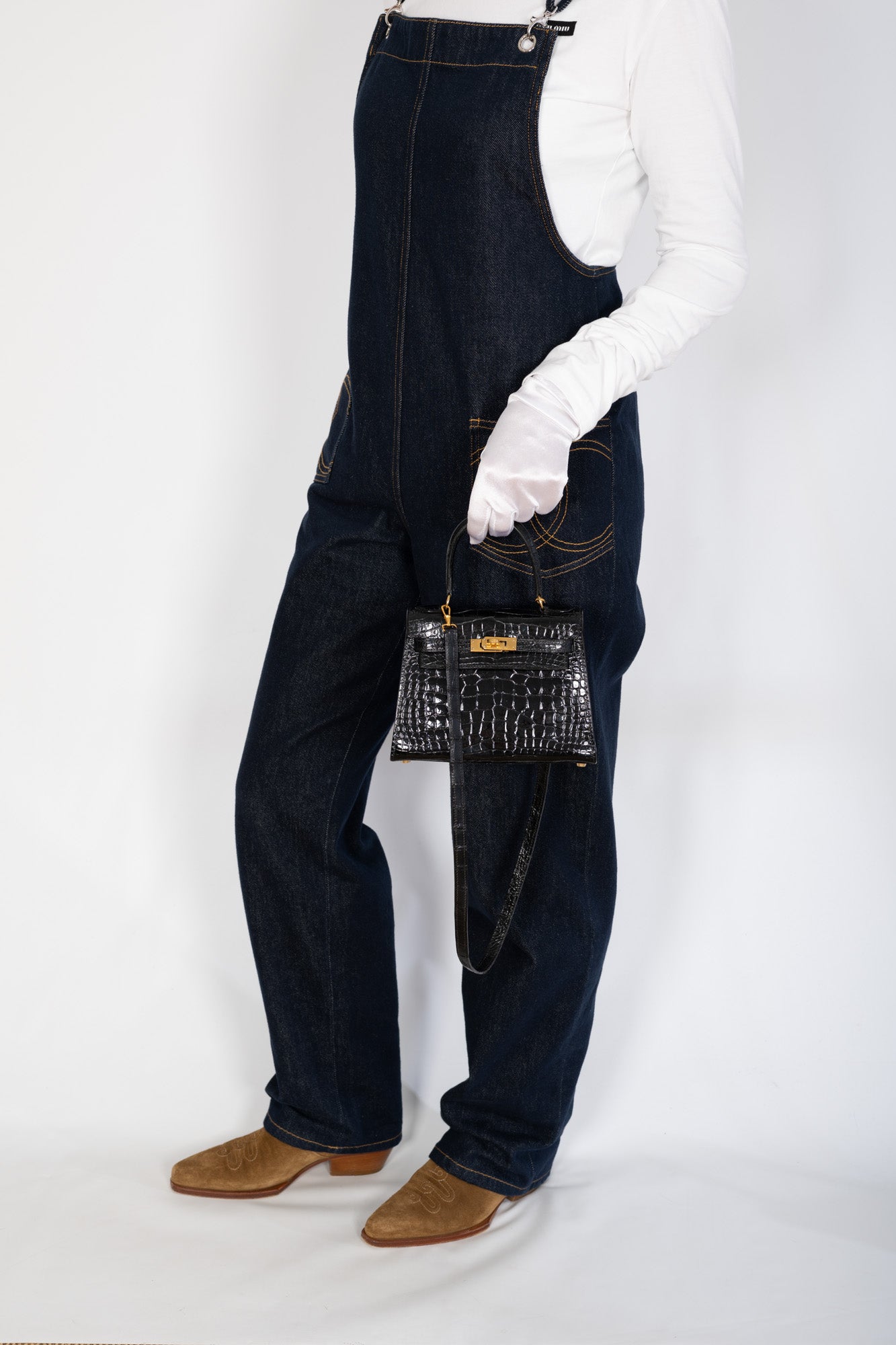 Hermès Kelly 20 Mini Retourne Vintage Black Noir Alligator with Gold Hardware