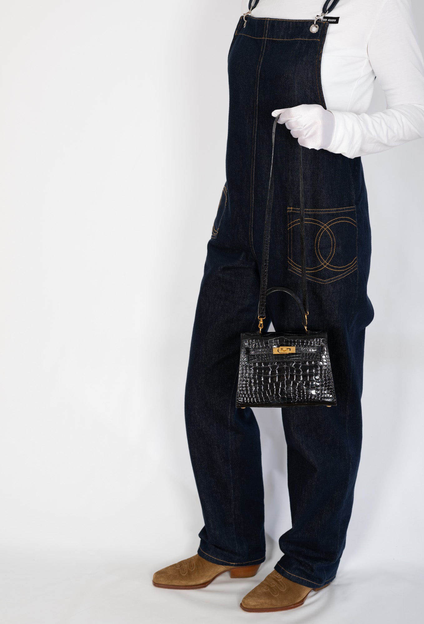 Hermès Kelly 20 Mini Retourne Vintage Black Noir Alligator with Gold Hardware