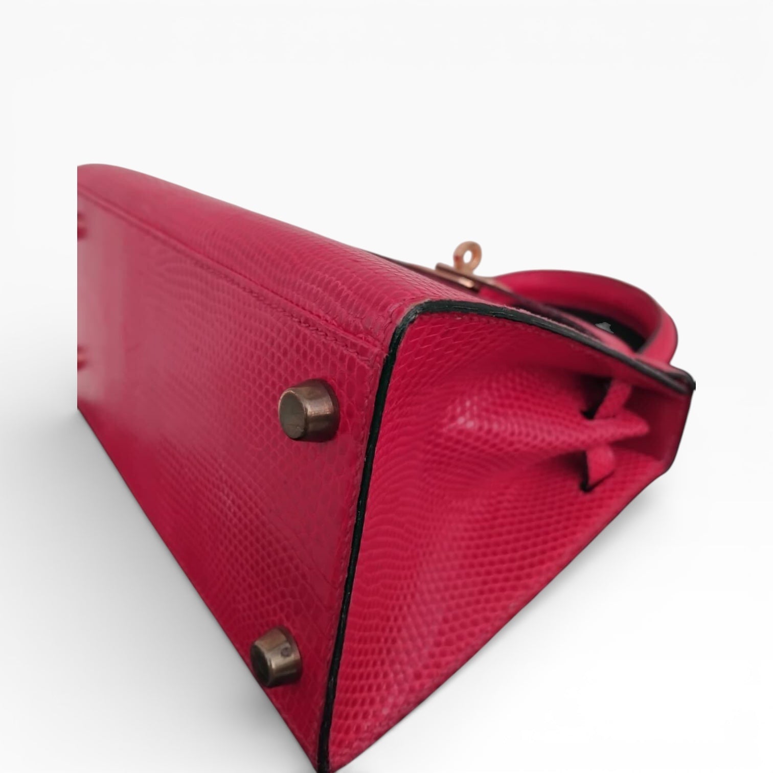 Hermès Kelly 20 Mini Retourne Vintage Rouge Vif Lizard Gold Hardware