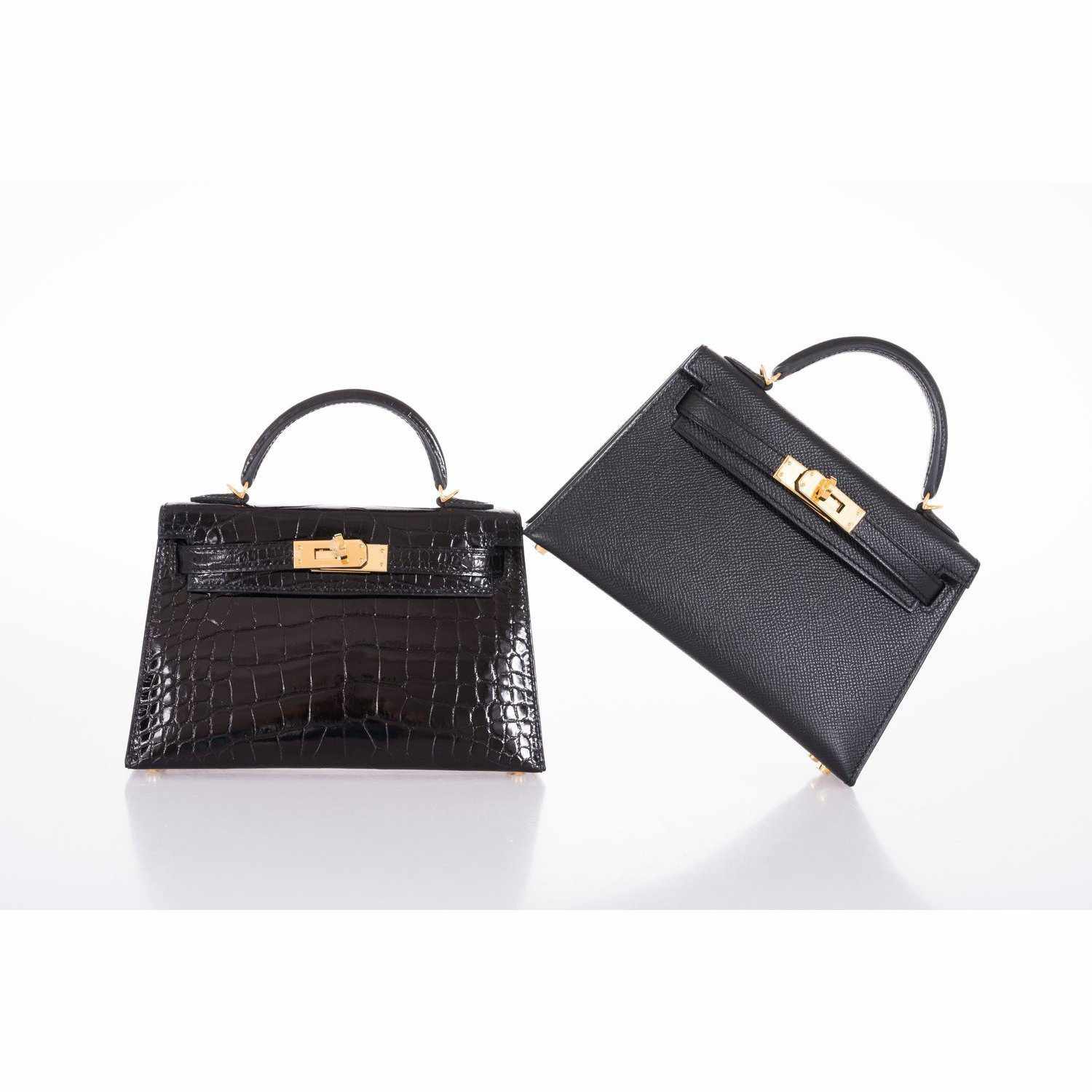 Hermès Kelly 20 Mini Sellier Black Shiny Alligator Gold Hardware