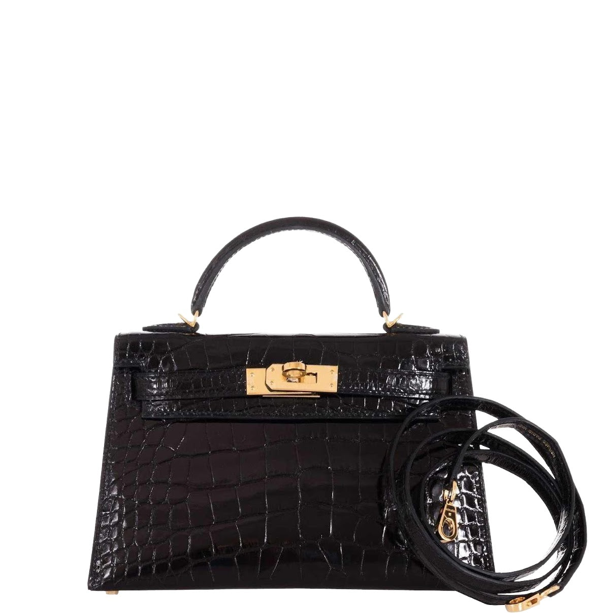 Hermès Kelly 20 Mini Sellier Black Shiny Alligator Gold Hardware