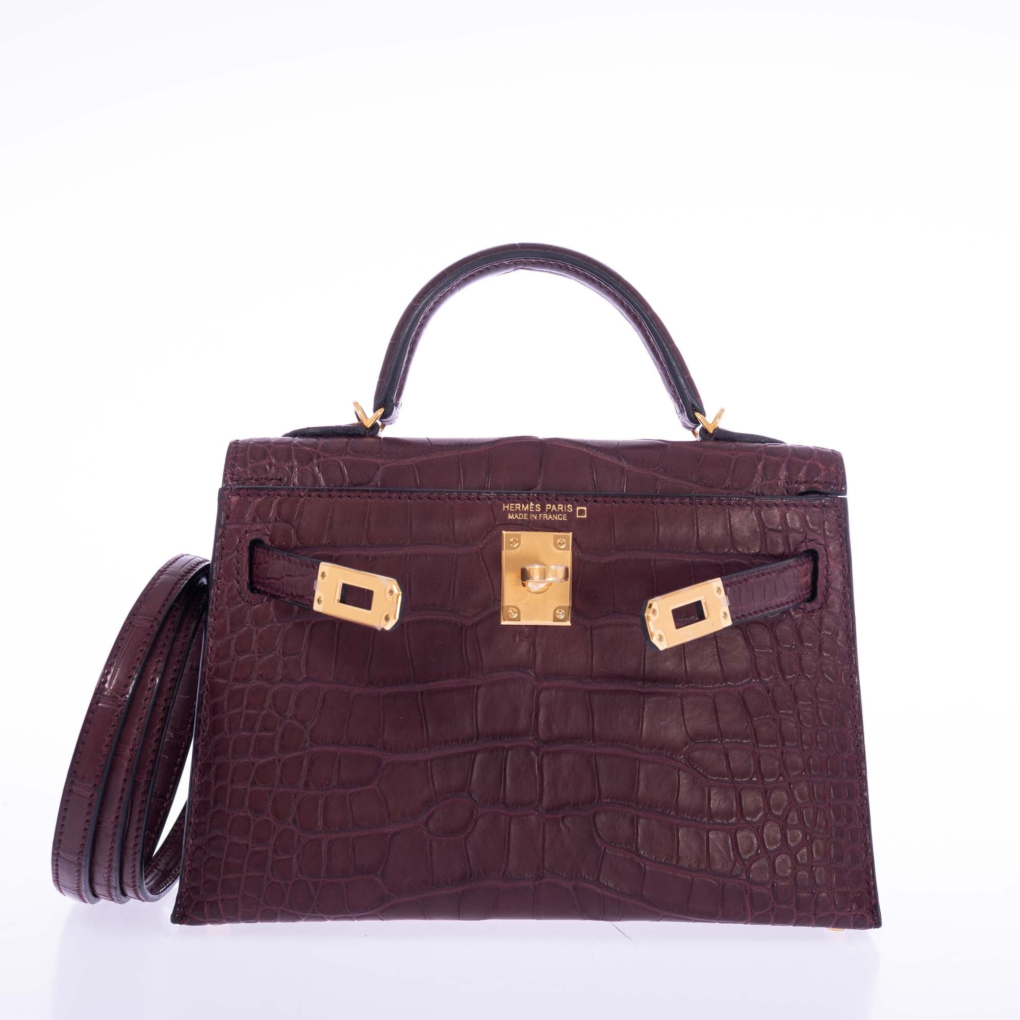 Hermès Kelly 20 Mini Sellier Bordeaux Matte Alligator Gold Hardware