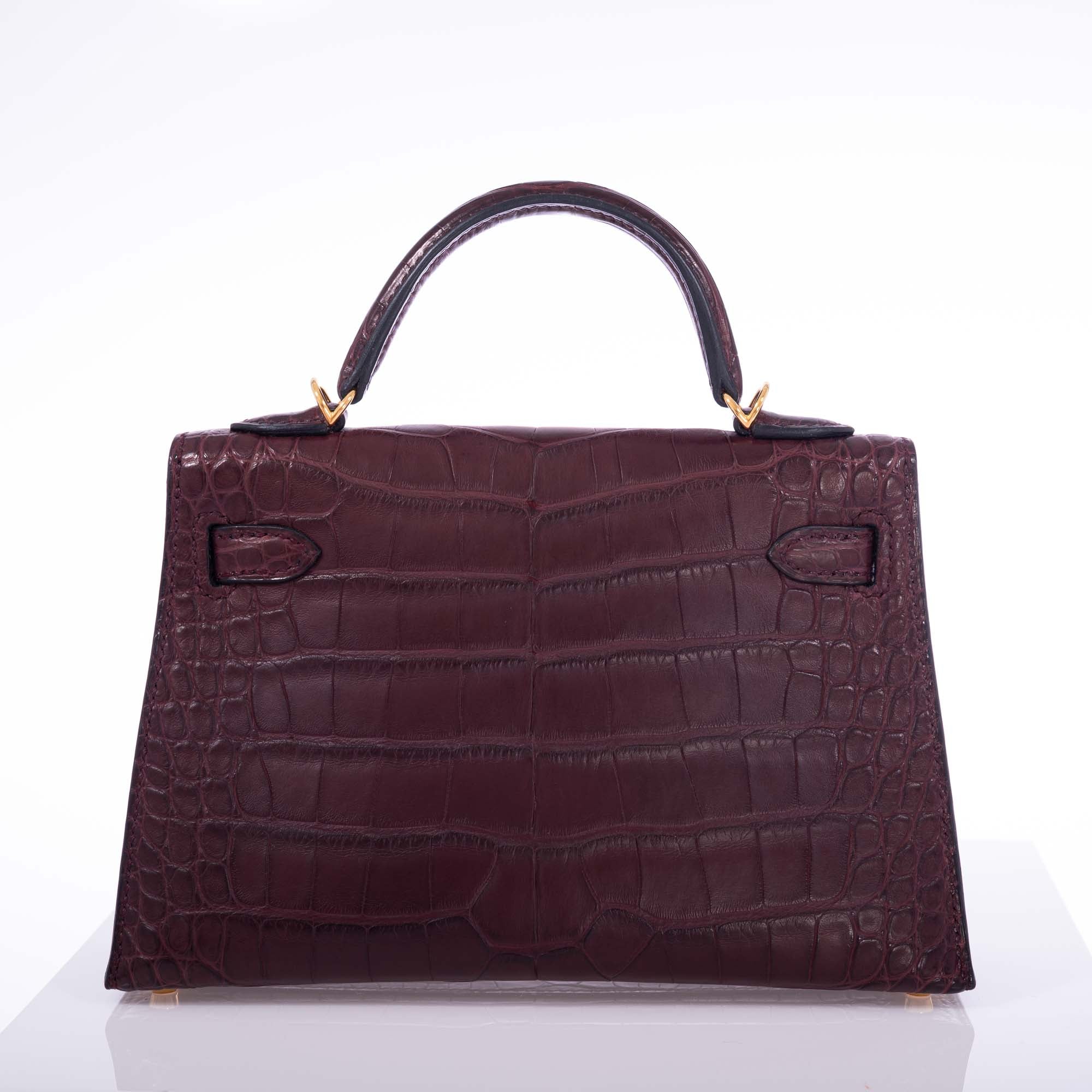 Hermès Kelly 20 Mini Sellier Bordeaux Matte Alligator Gold Hardware