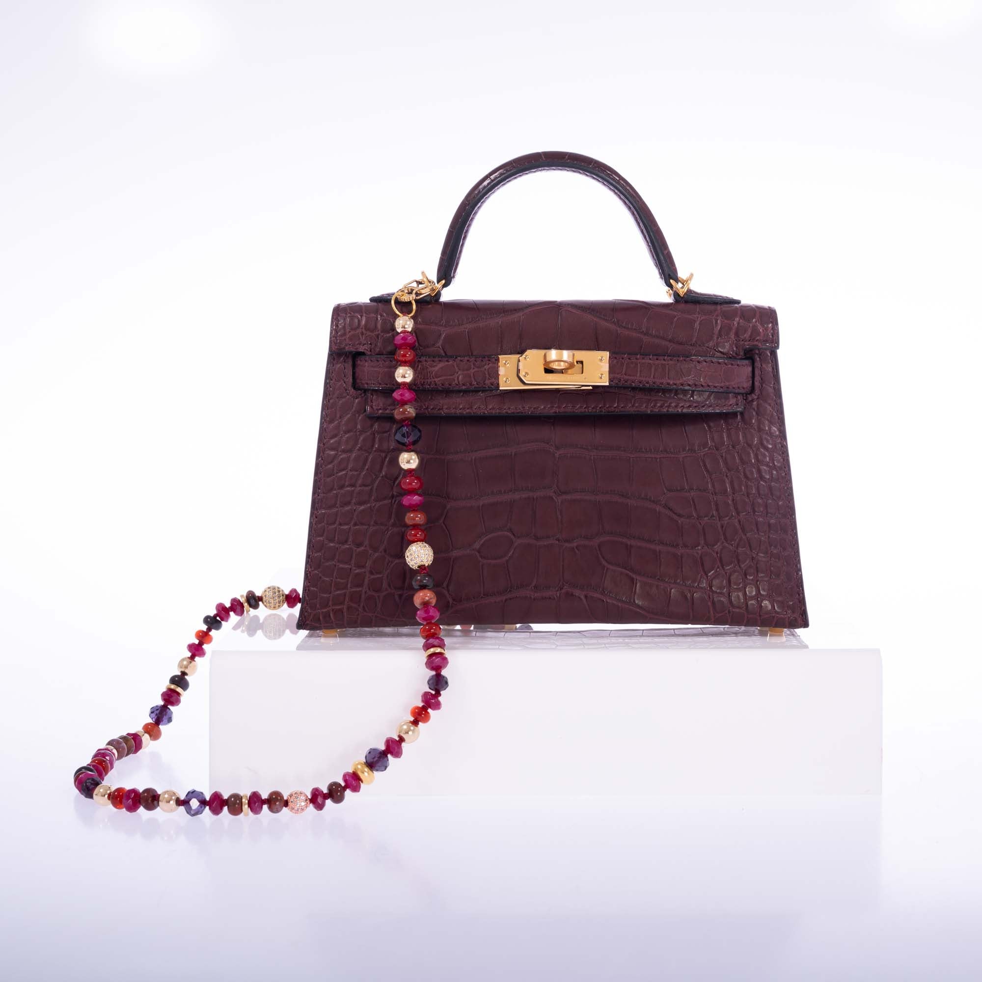 Hermès Kelly 20 Mini Sellier Bordeaux Matte Alligator Gold Hardware