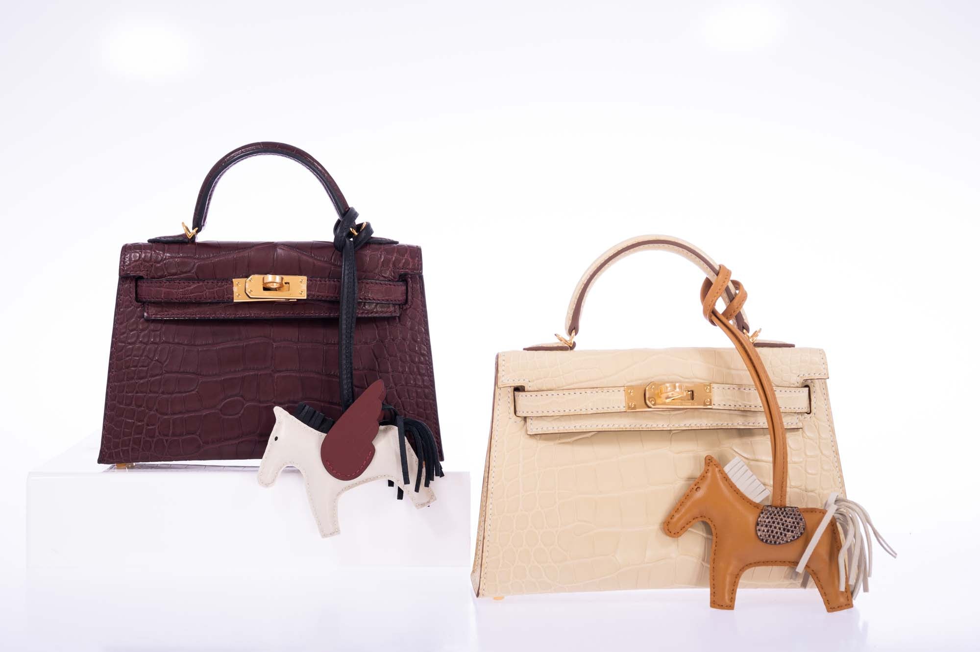 Hermès Kelly 20 Mini Sellier Bordeaux Matte Porosus Crocodile Gold Hardware