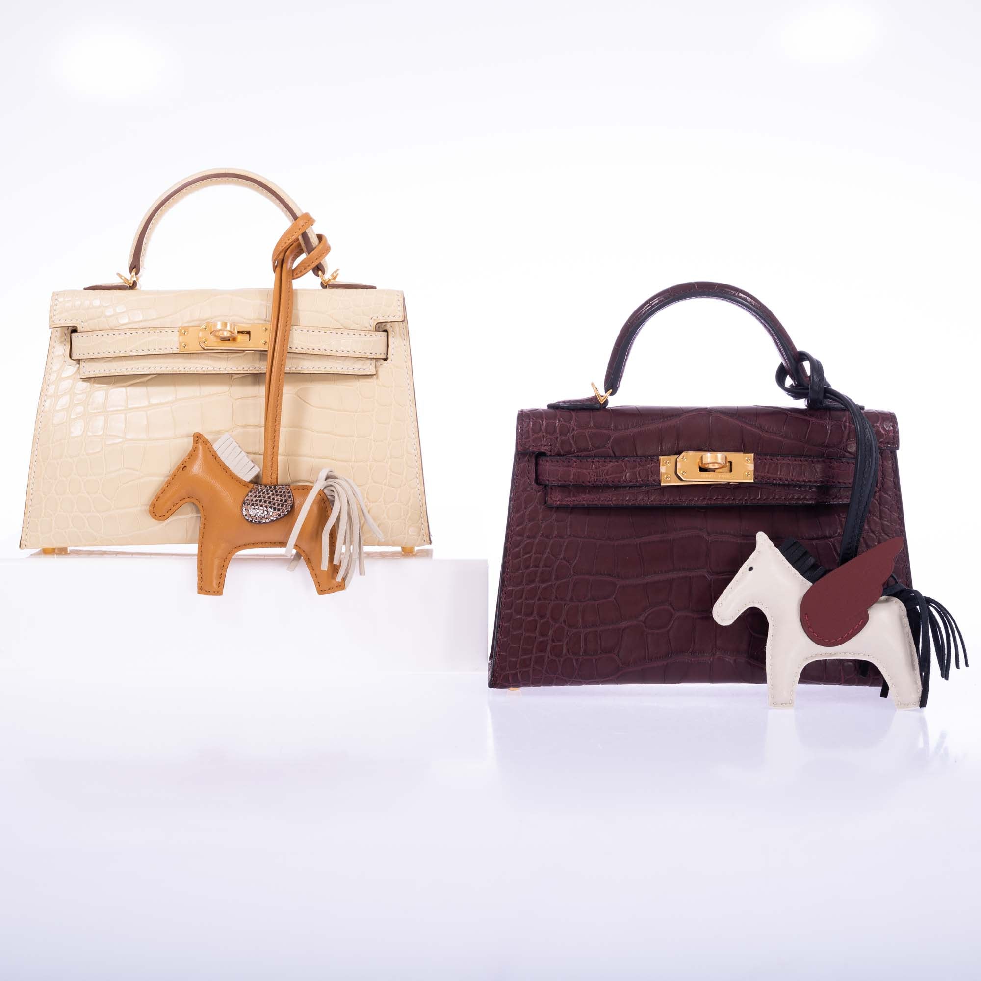 Hermès Kelly 20 Mini Sellier Bordeaux Matte Porosus Crocodile Gold Hardware