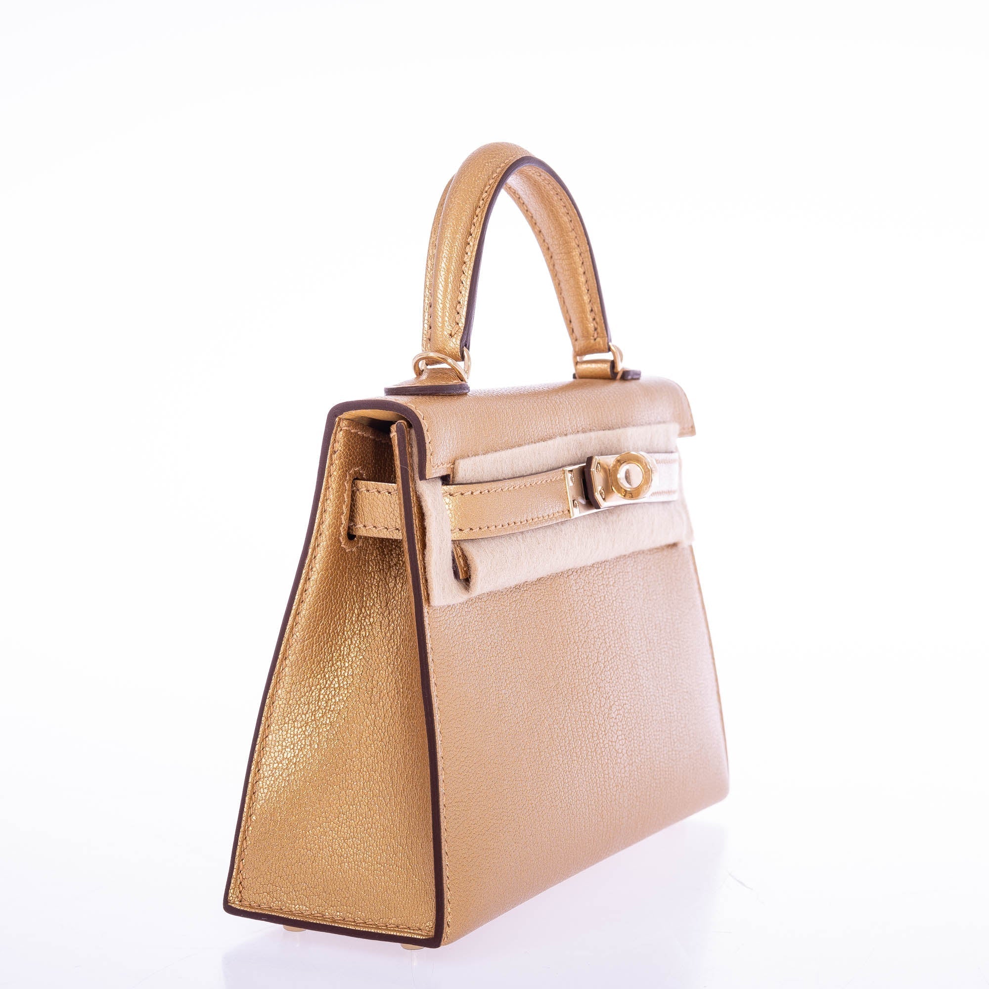 Hermès Kelly 20 Mini Sellier Olympic Gold Metallic Doré Chevre Chamkilight Gold Hardware