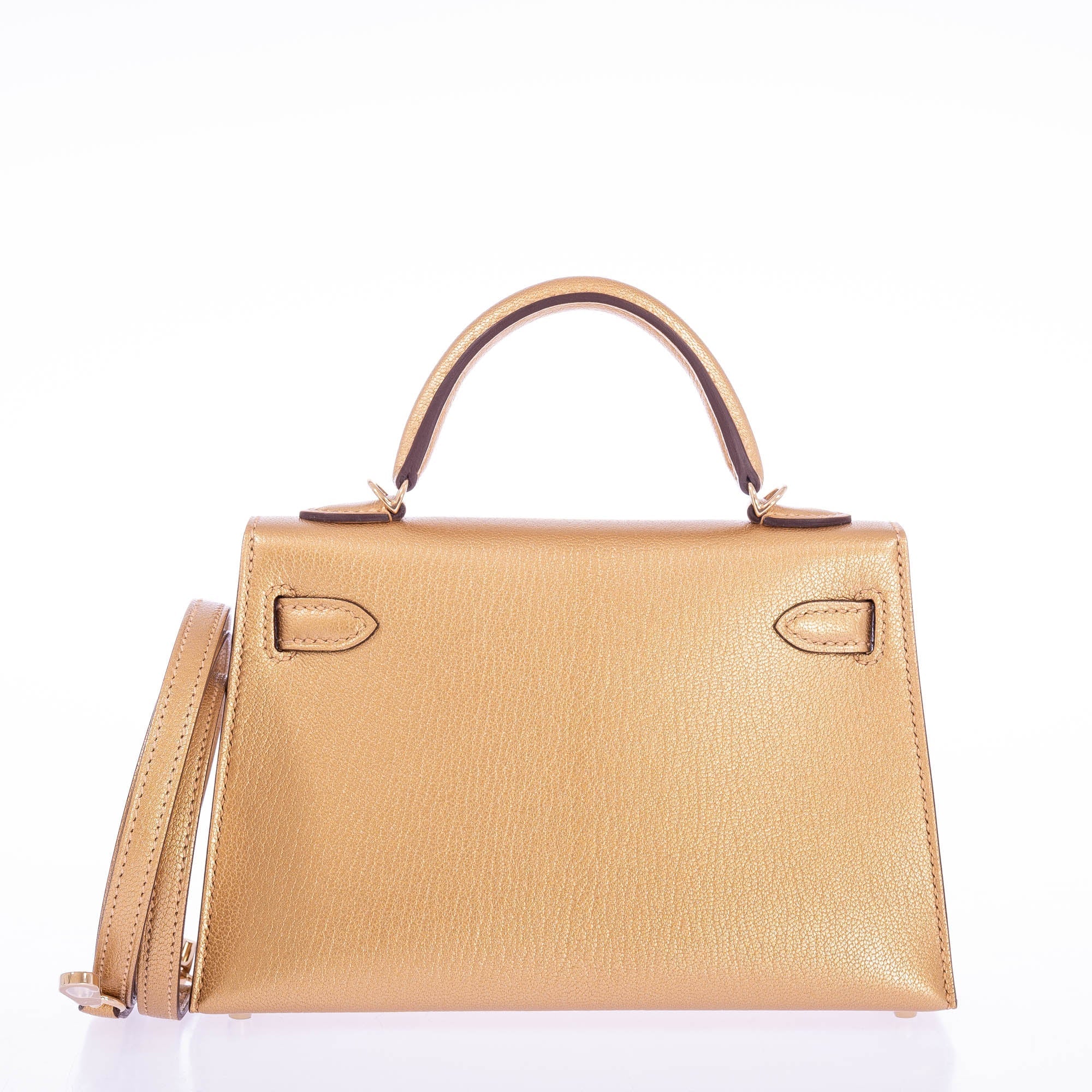 Hermès Kelly 20 Mini Sellier Olympic Gold Metallic Doré Chevre Chamkilight Gold Hardware