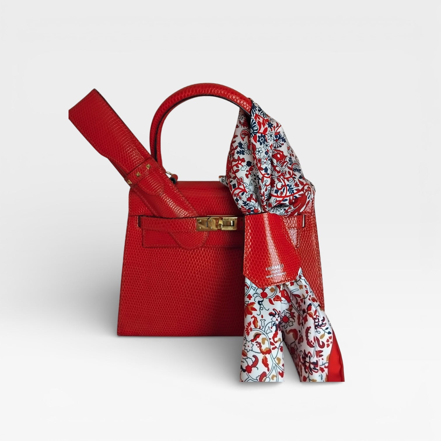Hermès Kelly 20 Mini Sellier Vintage Rouge Vif Lizard Gold