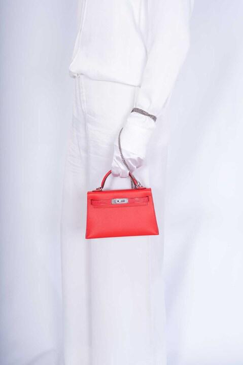 Hermès Kelly 20 Mini Touch Rouge de Coeur Madame leather and Lizard Palladium