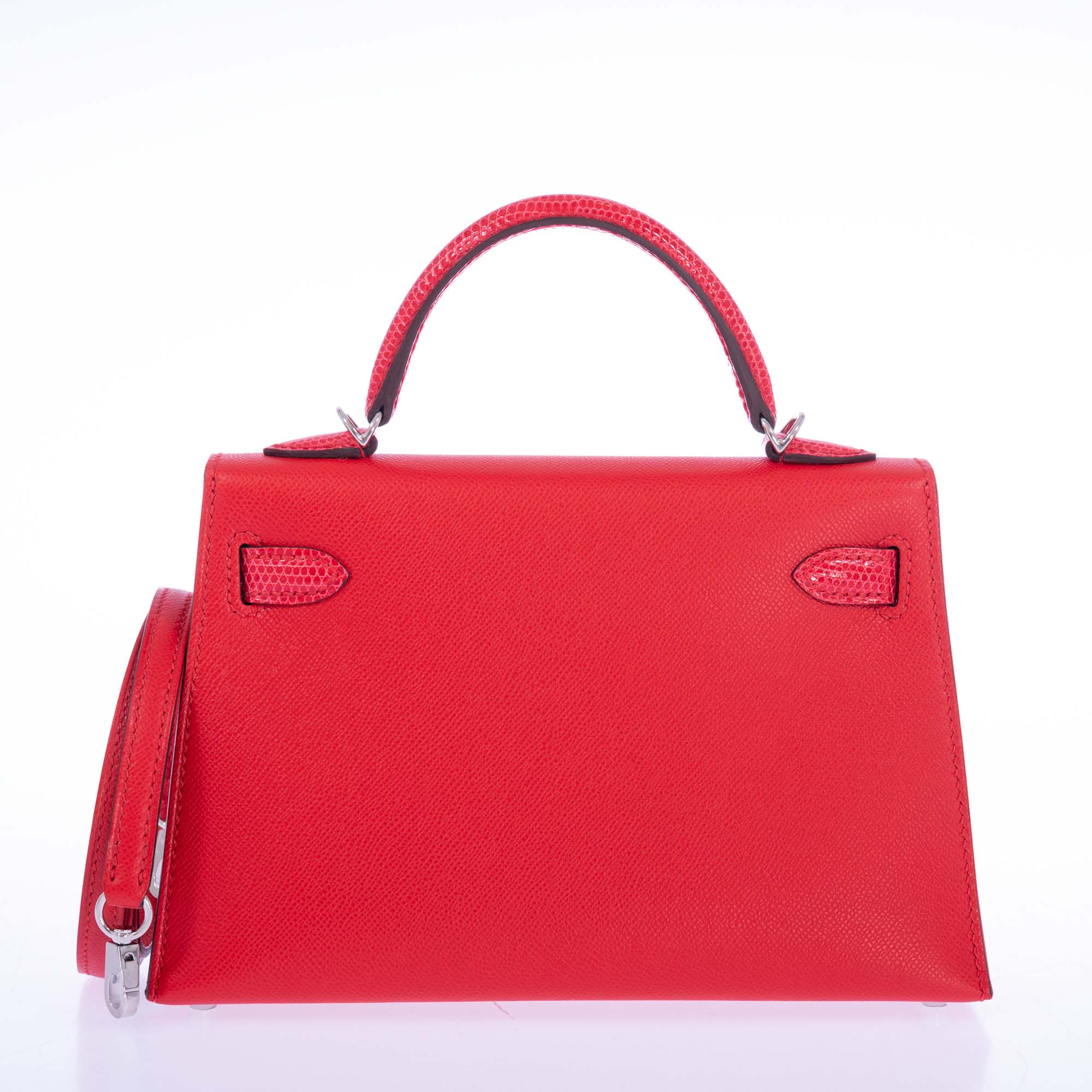 Hermès Kelly 20 Mini Touch Rouge de Coeur Madame leather and Lizard Palladium