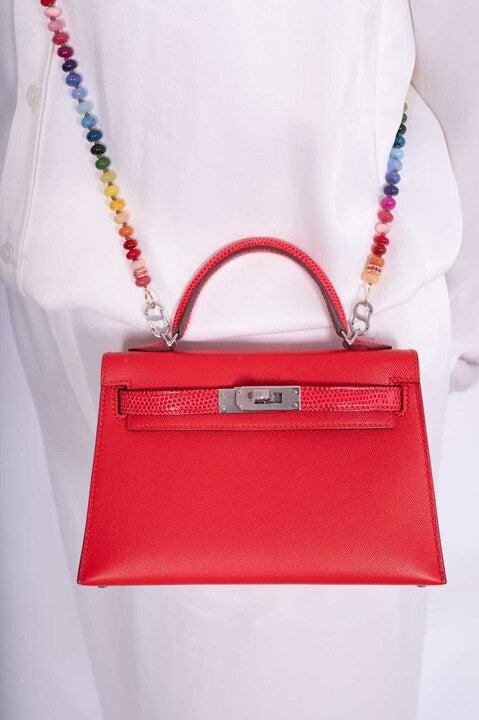 Hermès Kelly 20 Mini Touch Rouge de Coeur Madame leather and Lizard Palladium