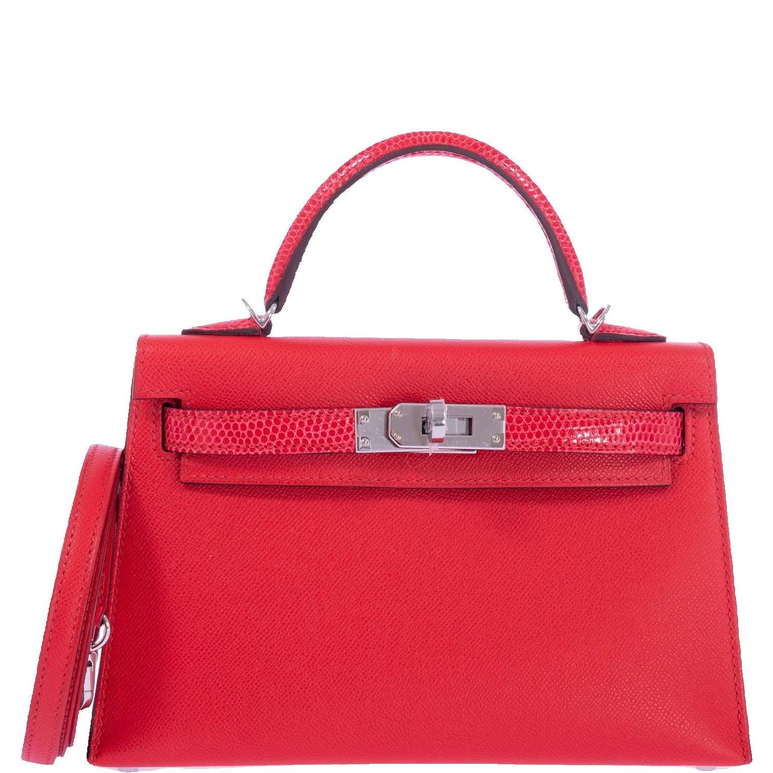 Hermès Kelly 20 Mini Touch Rouge de Coeur Madame leather and Lizard Palladium