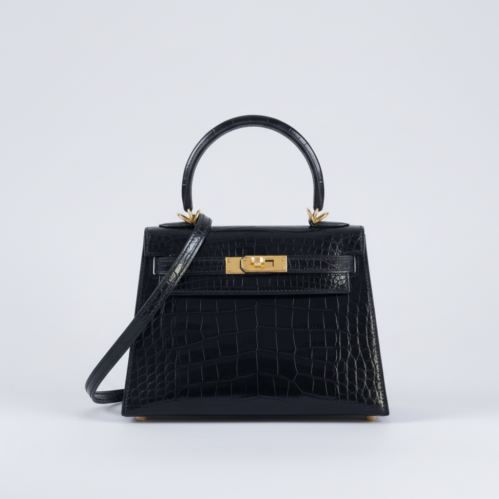 Hermès Kelly 20 Mini Vintage Black Noir Alligator with Gold Hardware