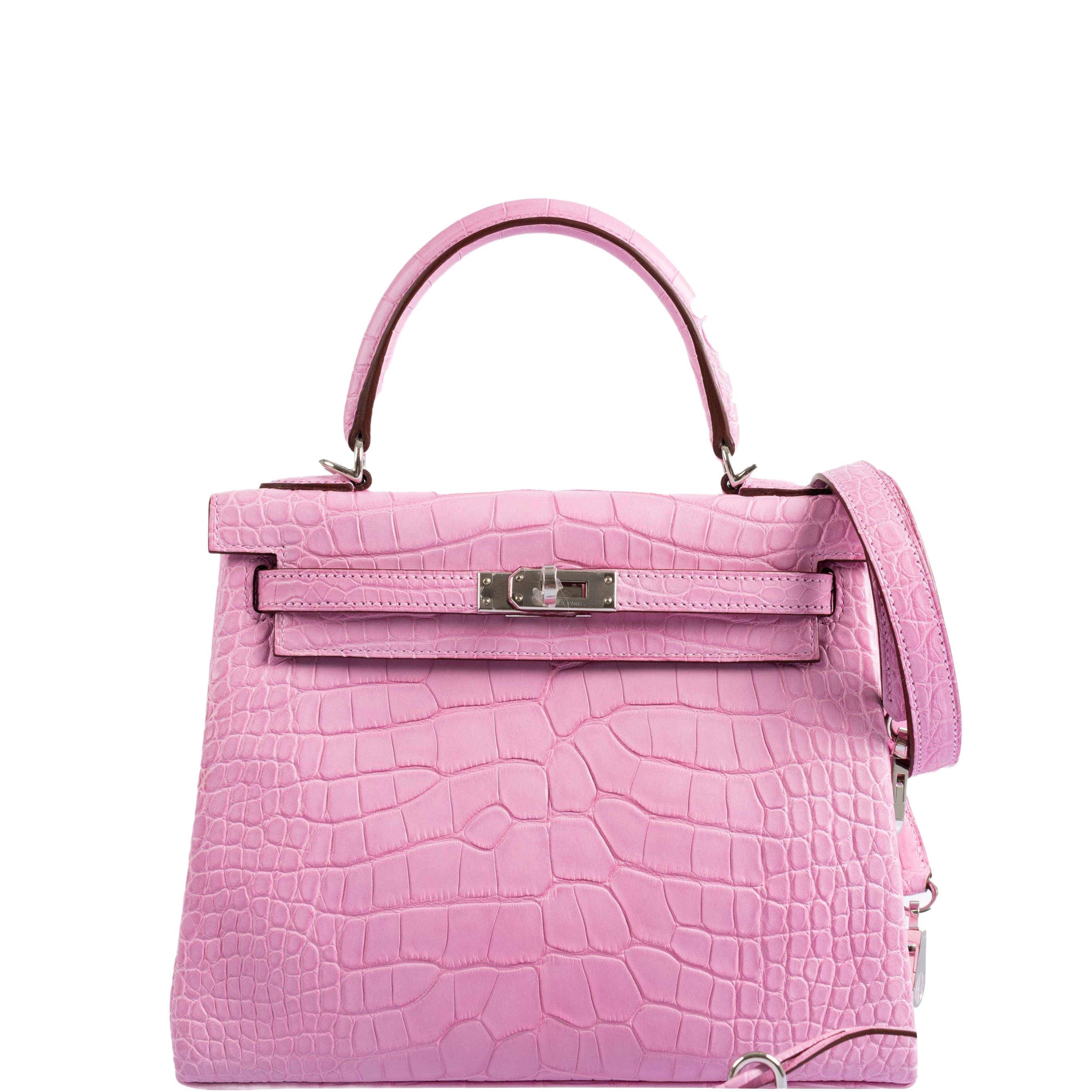 Hermes Kelly 25 Retourne 5P Bubblegum Pink Matte Alligator